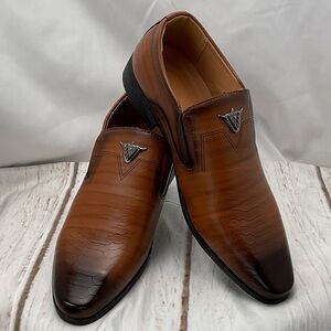Brown Leather Lined Men's Oxfords Slip-ons Loafers #0204